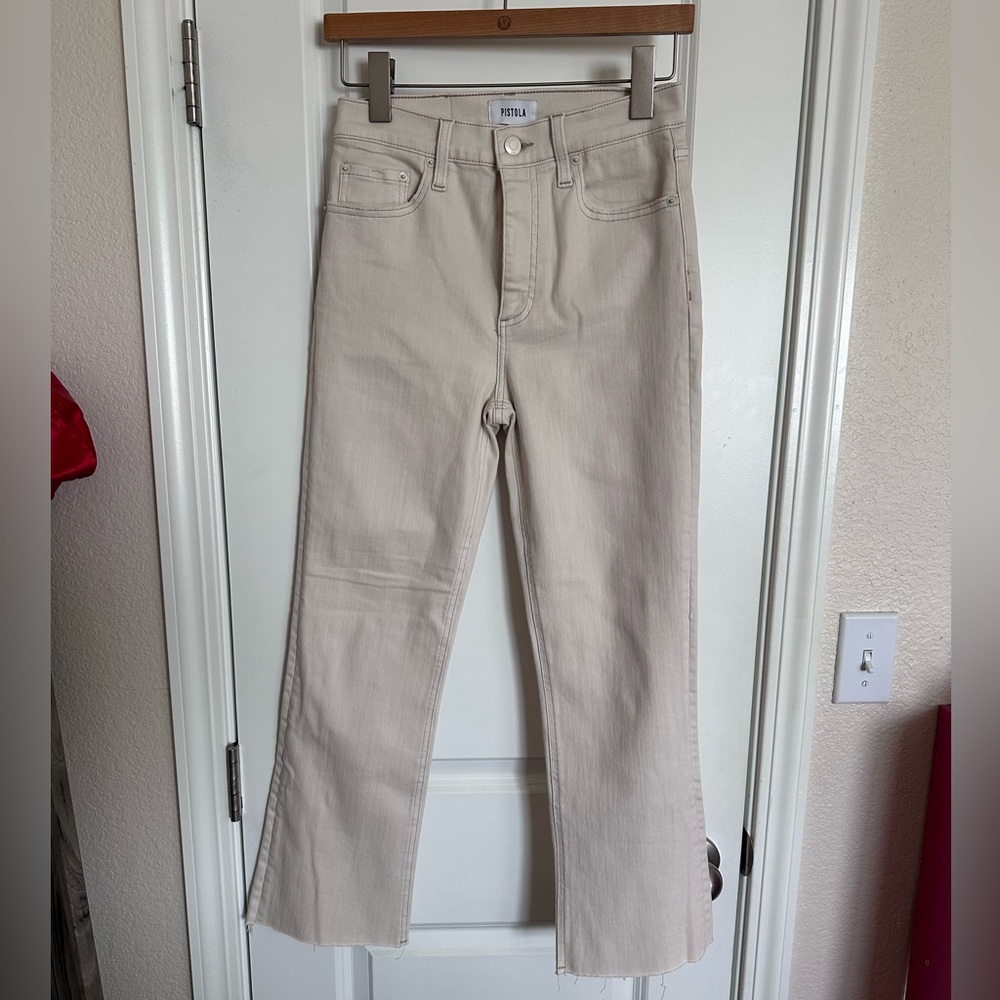 Pistola High-Rise Straight Jeans in Cream